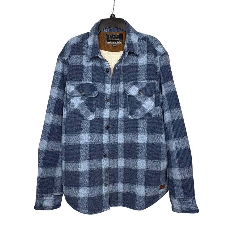 Jach's New York Wool Blend Plaid Shacket Fall Cozy Sherpa Lined Jacket Large